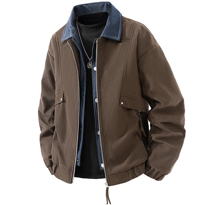 Vyriška Džinsinė Striukė su Spaudiniais - Pavasario Rudens Verslo Casual