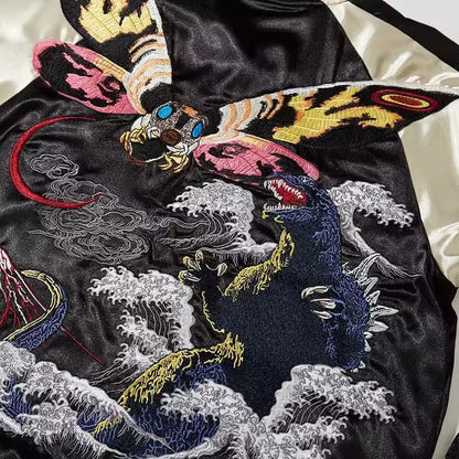 Vyriška Vintage Sukajan Striukė - Japoniška Siuvinėta Bomber Striukė Oversize Hip Hop Stiliaus