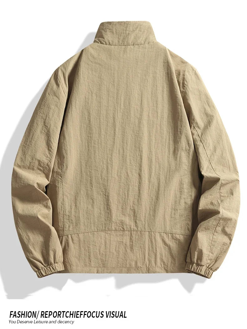 Vyriška Pavasario-Rudens Striukė Didelių Dydžių - Kasdienė Lengva Striukė su Stačia Apykakle