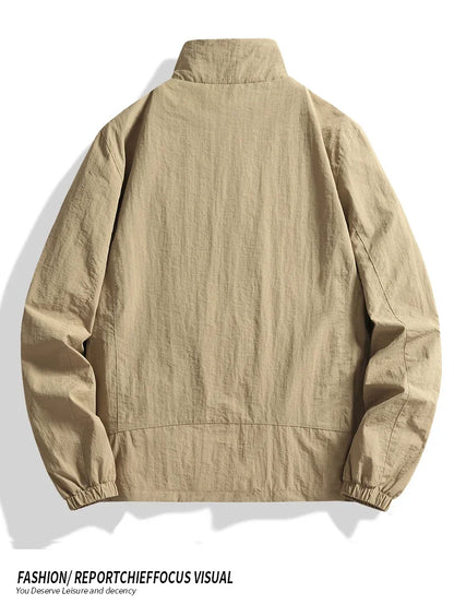 Vyriška Pavasario-Rudens Striukė Didelių Dydžių - Kasdienė Lengva Striukė su Stačia Apykakle