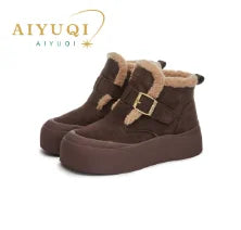 Žieminiai Sniego Batai Moterims  - Natūrali Oda - Šilti su Flisinė Pamušalu