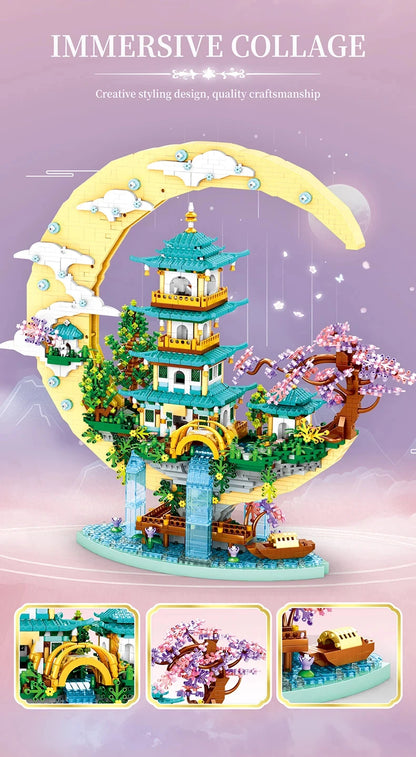 MOC Mėnulio Rūmai - Krioklys, Tvenkinys, Pilis - Konstruktorius su Apšvietimu Vaikams