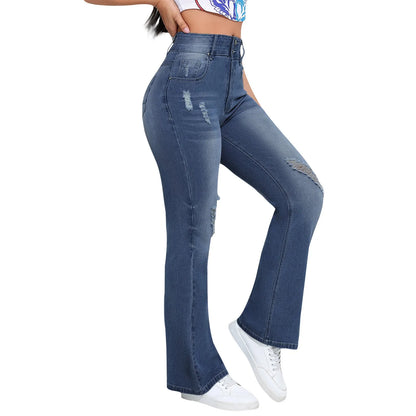 Moterų Džinsai su Klešomis - Bell Bottom Tiesios Kojos  Darbo Kelnės