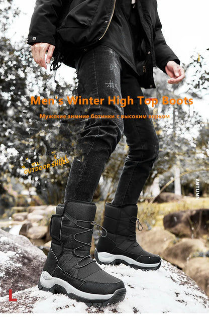 Vyriški Aukšti Žieminiai Batai su Kailiuku - Neslystantys Sniego Batai Darbui