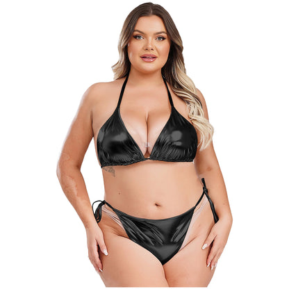 Moteriškas Blizgantis Bikini Dideliems Dydžiams - Metalinė Maudymosi Apranga S-4XL