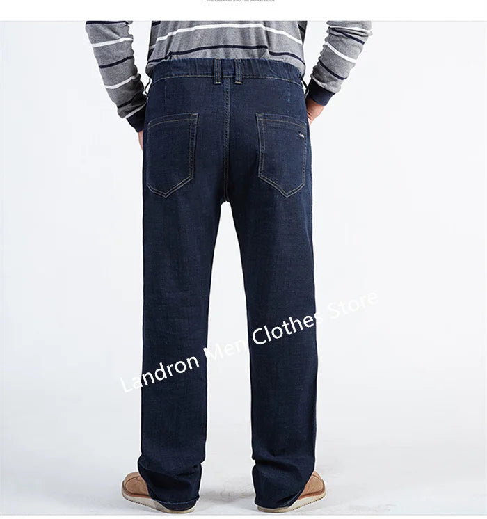 Vyriški Džinsai Didelių Dydžių iki 180KG - Tiesūs Aukštu Liemeniu Dad Džinsai