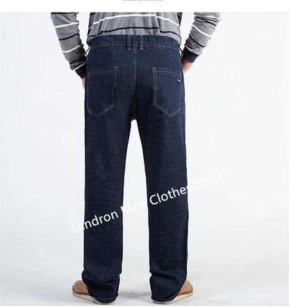 Vyriški Džinsai Didelių Dydžių iki 180KG - Tiesūs Aukštu Liemeniu Dad Džinsai