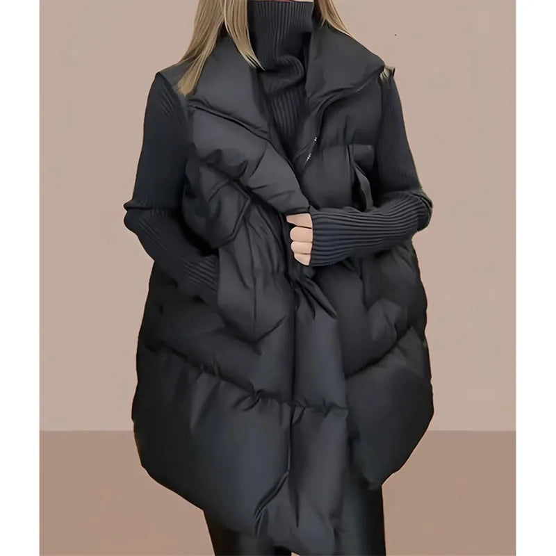 Moteriška Pūkinė Liemenė - Korėjiško Stiliaus Striukė be Rankovių Žiemai