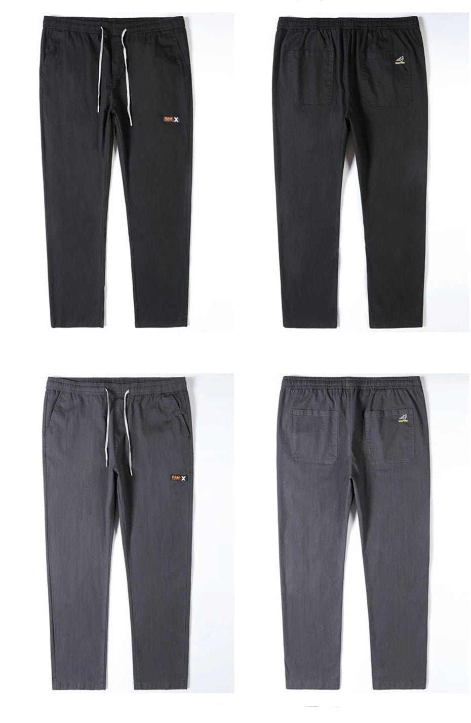 Vyriškos Kelnės - Elastinga Juosmena - Pilkos Juodos