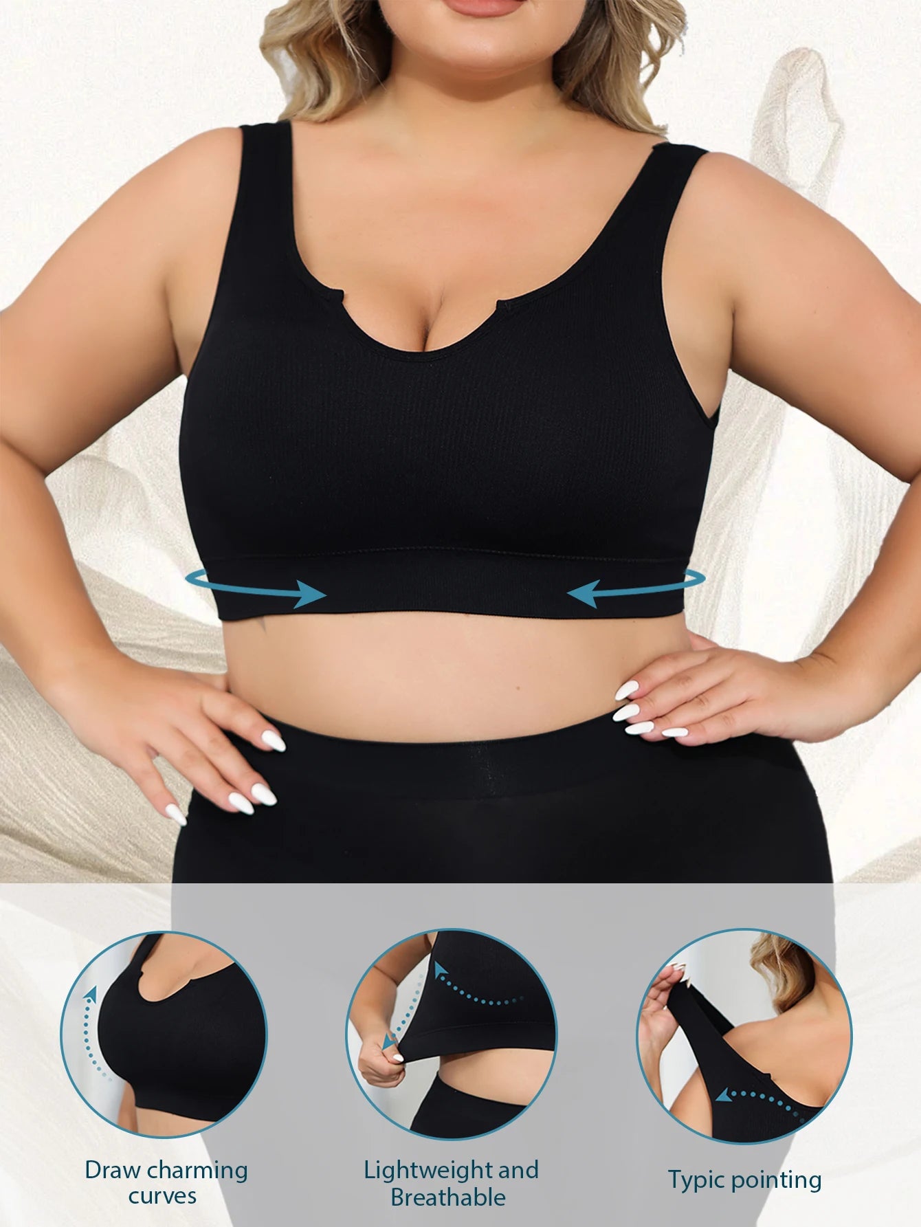 Moteriška Liemenėlė be Kauliukų - Surenkantis Šonines Krūtis su Anti-Sagging Technologija