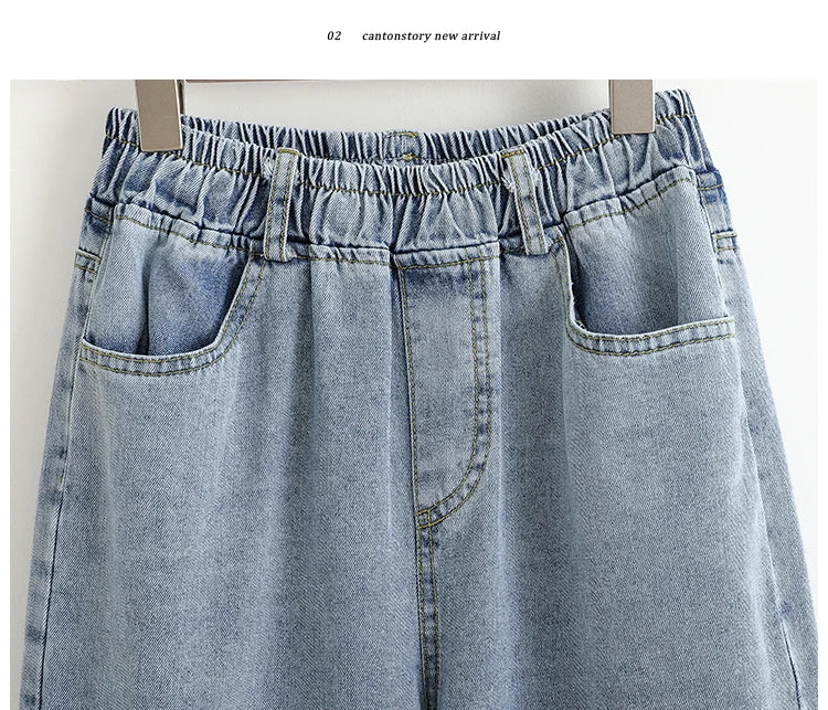 Moterų Aukštu Liemeniu Platus Džinsai -  Wide Leg Denim Kelnės
