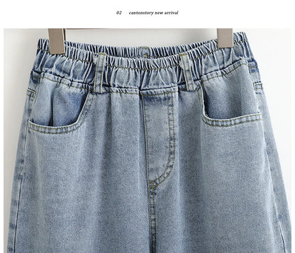 Moterų Aukštu Liemeniu Platus Džinsai -  Wide Leg Denim Kelnės