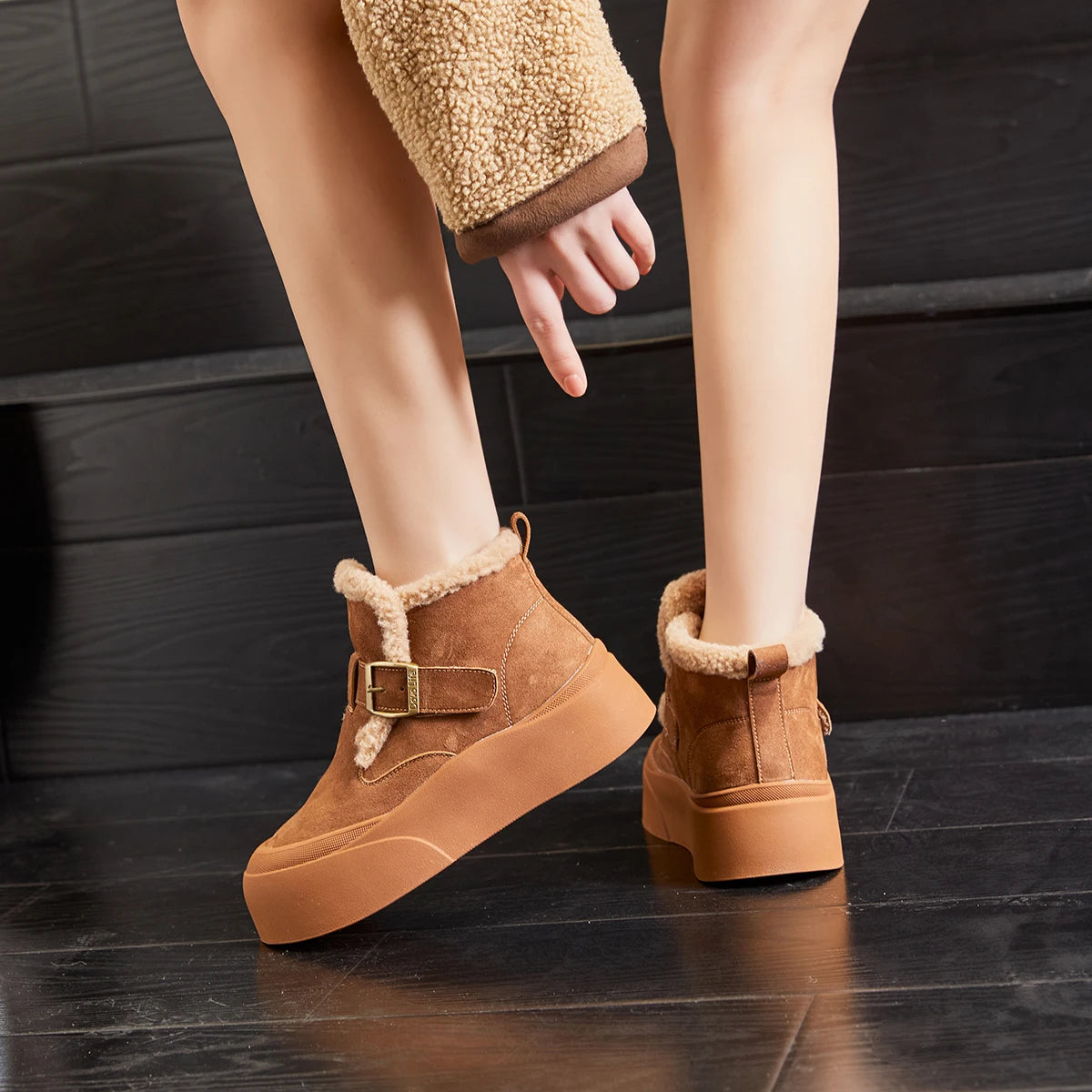 Žieminiai Sniego Batai Moterims  - Natūrali Oda - Šilti su Flisinė Pamušalu