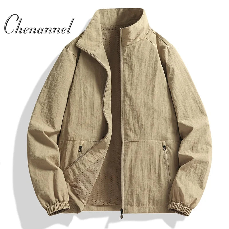 Vyriška Pavasario-Rudens Striukė Didelių Dydžių - Kasdienė Lengva Striukė su Stačia Apykakle