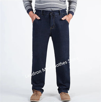 Vyriški Džinsai Didelių Dydžių iki 180KG - Tiesūs Aukštu Liemeniu Dad Džinsai