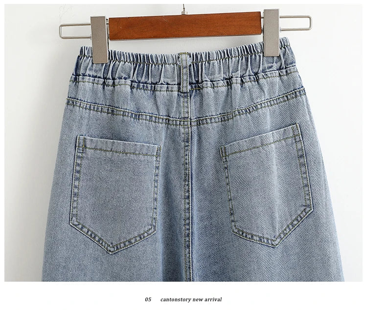 Moterų Aukštu Liemeniu Platus Džinsai -  Wide Leg Denim Kelnės