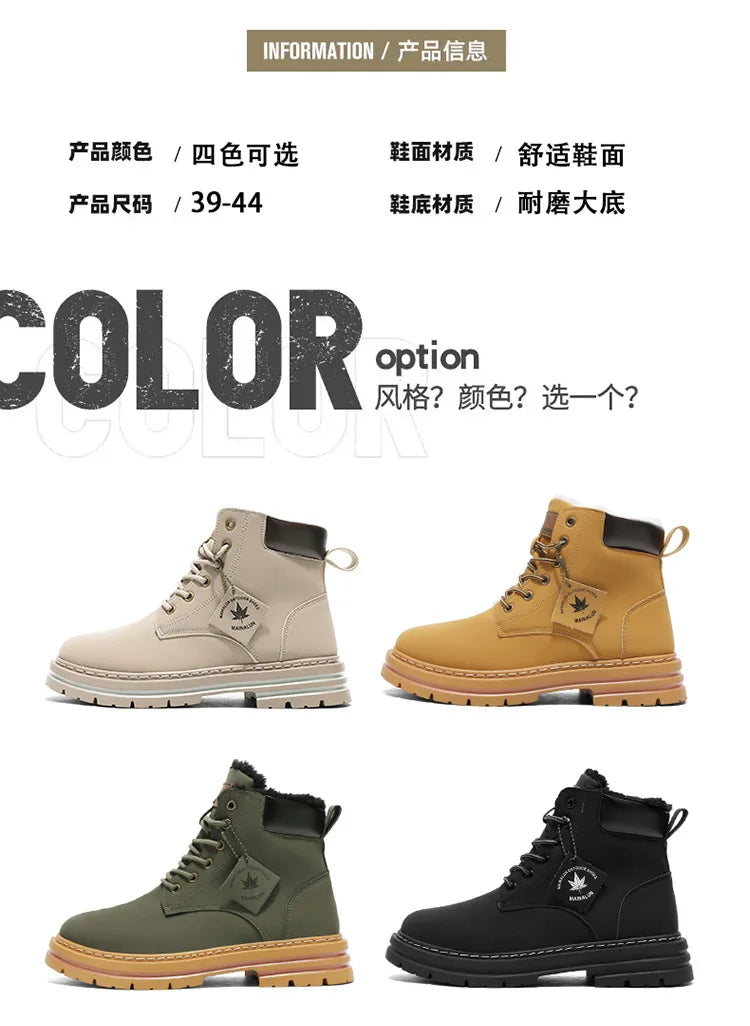 Vyriški Žieminiai Batai su Kailiuku - Šilti Aukšti Batai Storais Padais