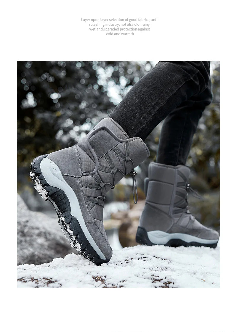 Vyriški Aukšti Žieminiai Batai su Kailiuku - Neslystantys Sniego Batai Darbui