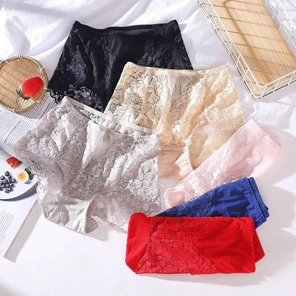 Moterų Nėrinių Kelnaitės - Elegantiškos Aukštu Liemeniu su Gėlių Raštu