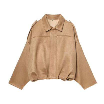 Moteriškas Paltas - Stilingas Rudens Žiemos Švarkas Moterims Laisvo Kirpimo