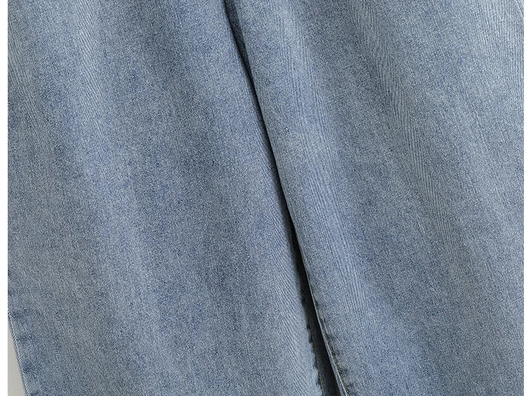 Moterų Aukštu Liemeniu Platus Džinsai -  Wide Leg Denim Kelnės