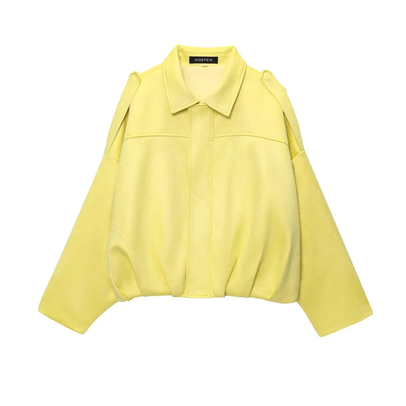 Moteriškas Paltas - Stilingas Rudens Žiemos Švarkas Moterims Laisvo Kirpimo