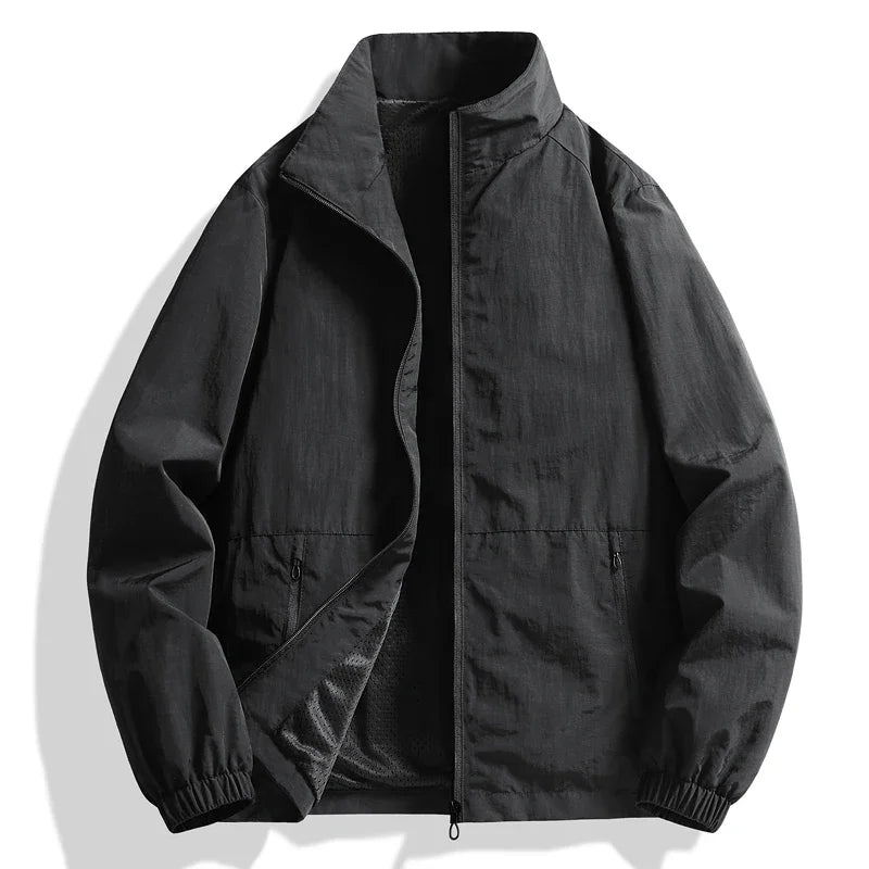 Vyriška Pavasario-Rudens Striukė Didelių Dydžių - Kasdienė Lengva Striukė su Stačia Apykakle