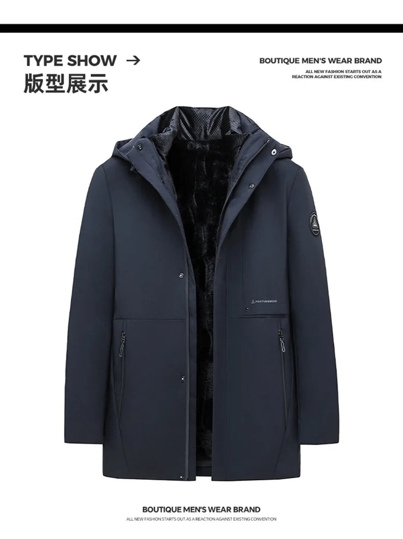 Vyriška Ilga Žieminė Parka Striukė - su Kailiuku ir Gobtuvu