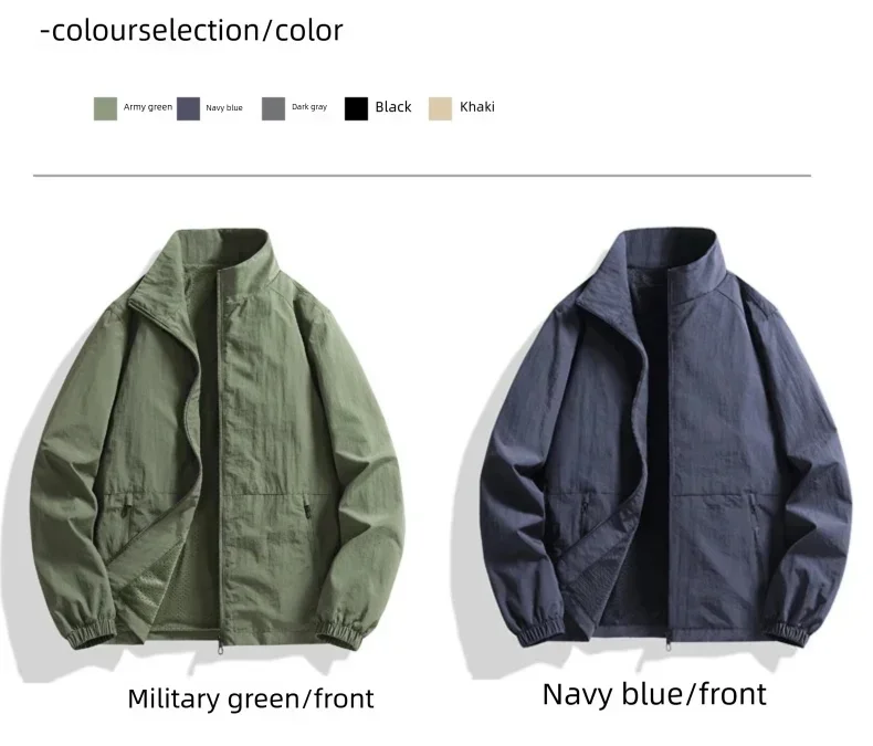 Vyriška Pavasario-Rudens Striukė Didelių Dydžių - Kasdienė Lengva Striukė su Stačia Apykakle