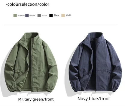 Vyriška Pavasario-Rudens Striukė Didelių Dydžių - Kasdienė Lengva Striukė su Stačia Apykakle