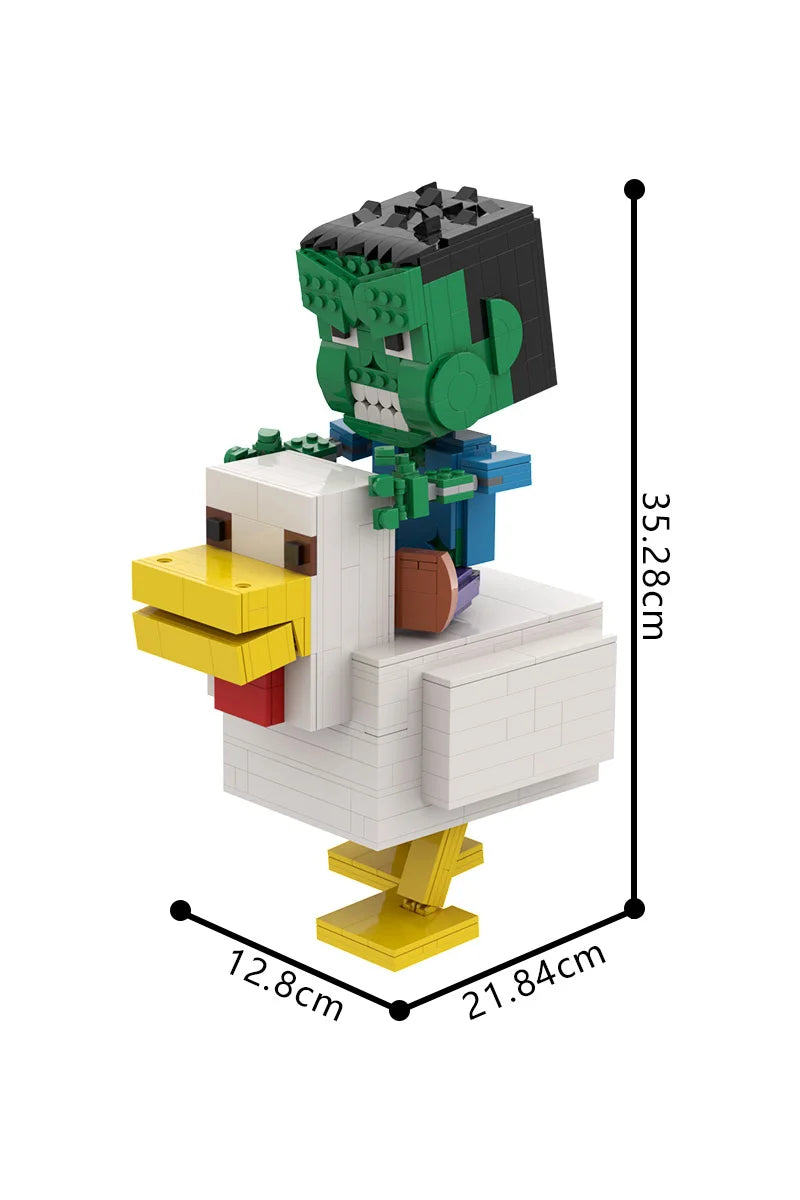 MOC Minecraft Vištos Jojikas - Interaktyvus Žaidimas - Lavos Višta Konstruktorius