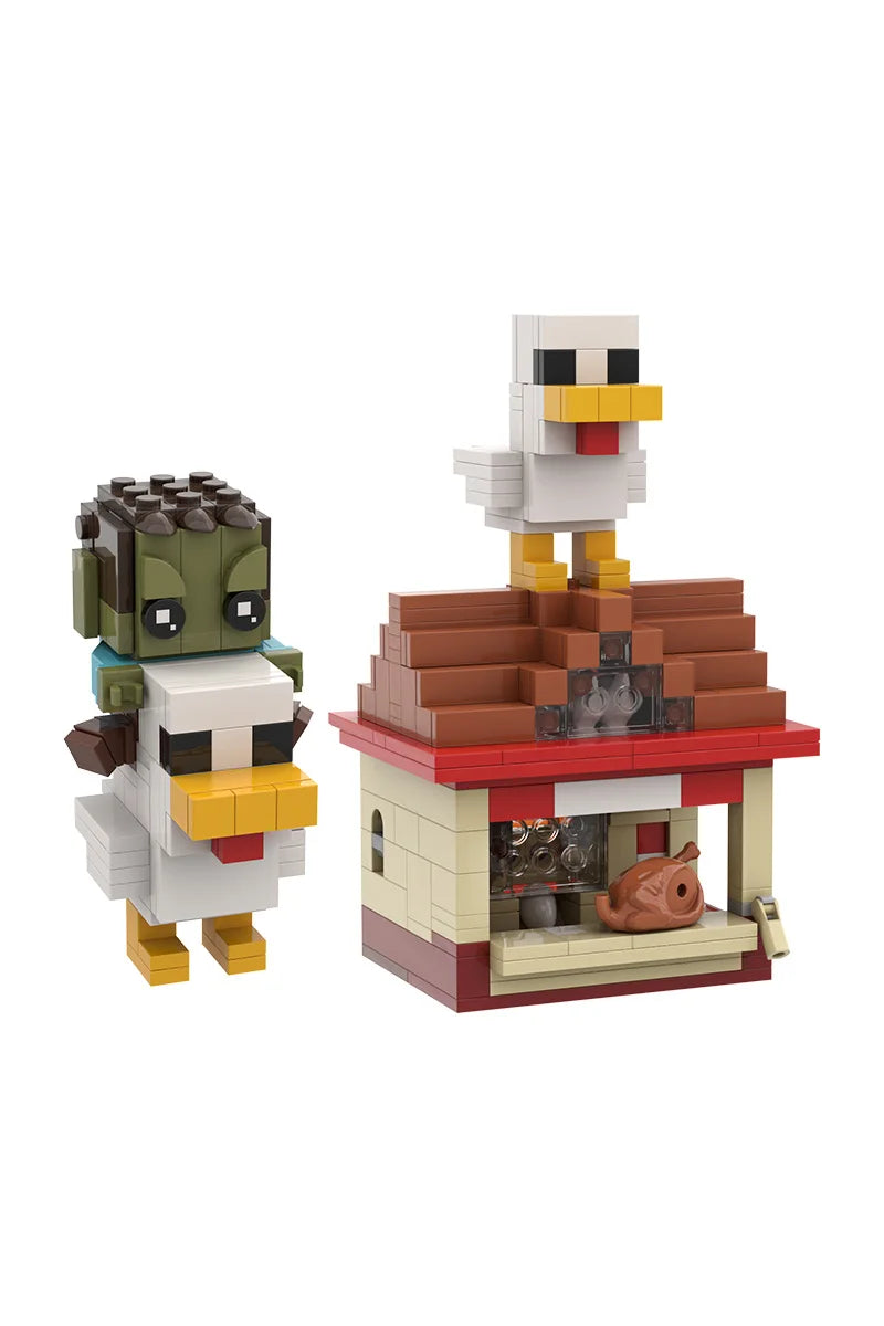 MOC Minecraft Vištos Jojikas - Interaktyvus Žaidimas - Lavos Višta Konstruktorius