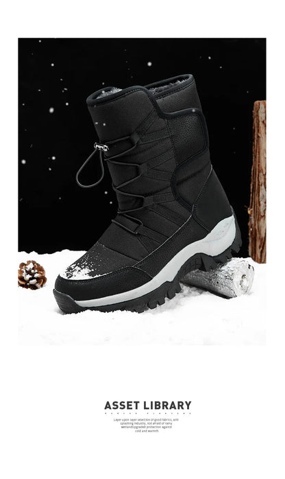 Vyriški Aukšti Žieminiai Batai su Kailiuku - Neslystantys Sniego Batai Darbui