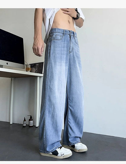 Vyriški Baggy Džinsai - Madingi Laisvo Kirpimo Denim Kelnės Gatvės Stiliui Korėjietiška Mada