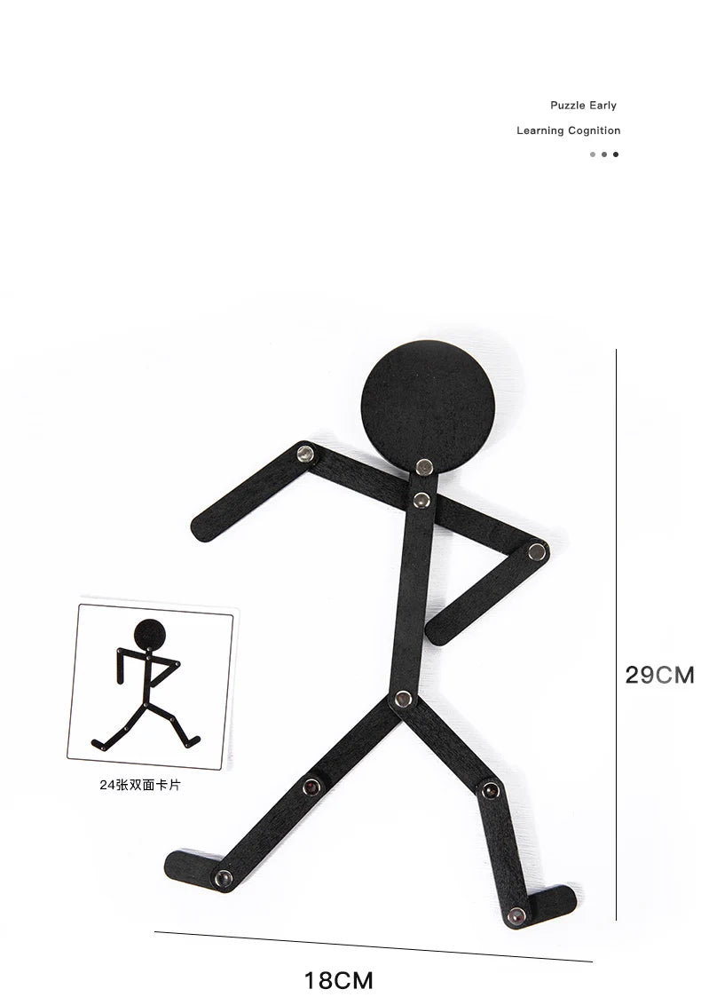 Montessori Medinė Dėlionė Vaikams | Sporto Pozos - Edukacinis Žaidimas Rankų Įgūdžiams