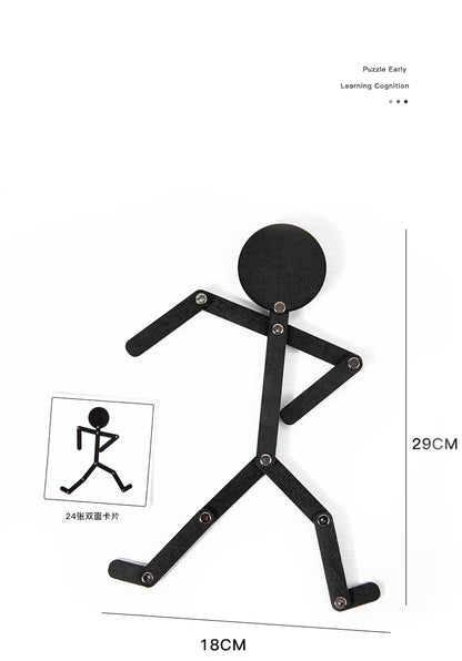 Montessori Medinė Dėlionė Vaikams | Sporto Pozos - Edukacinis Žaidimas Rankų Įgūdžiams