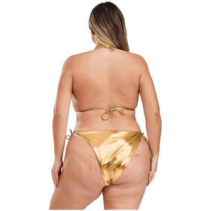 Moteriškas Blizgantis Bikini Dideliems Dydžiams - Metalinė Maudymosi Apranga S-4XL