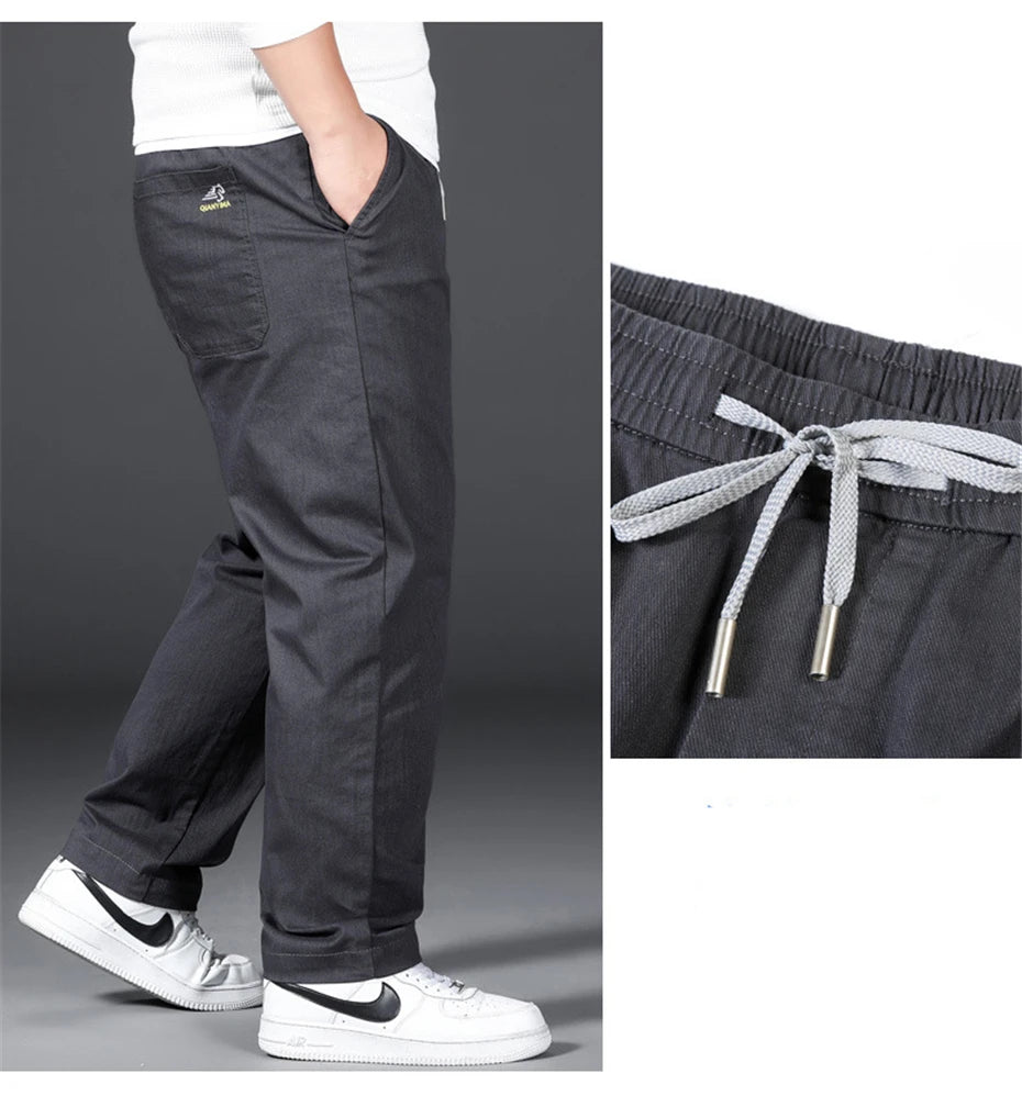 Vyriškos Kelnės - Elastinga Juosmena - Pilkos Juodos