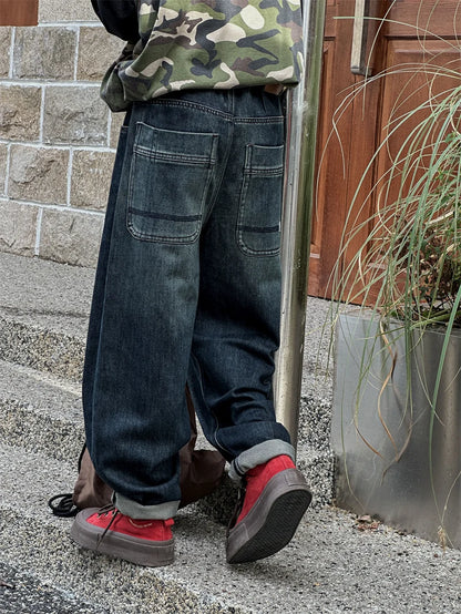 Vaikų Baggy Džinsai Paaugliams - Distressed Retro Stiliaus Denim Kelnės
