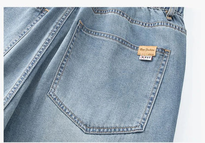 Vyriški Baggy Džinsai - Madingi Laisvo Kirpimo Denim Kelnės Gatvės Stiliui Korėjietiška Mada