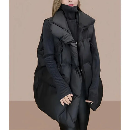 Moteriška Pūkinė Liemenė - Korėjiško Stiliaus Striukė be Rankovių Žiemai