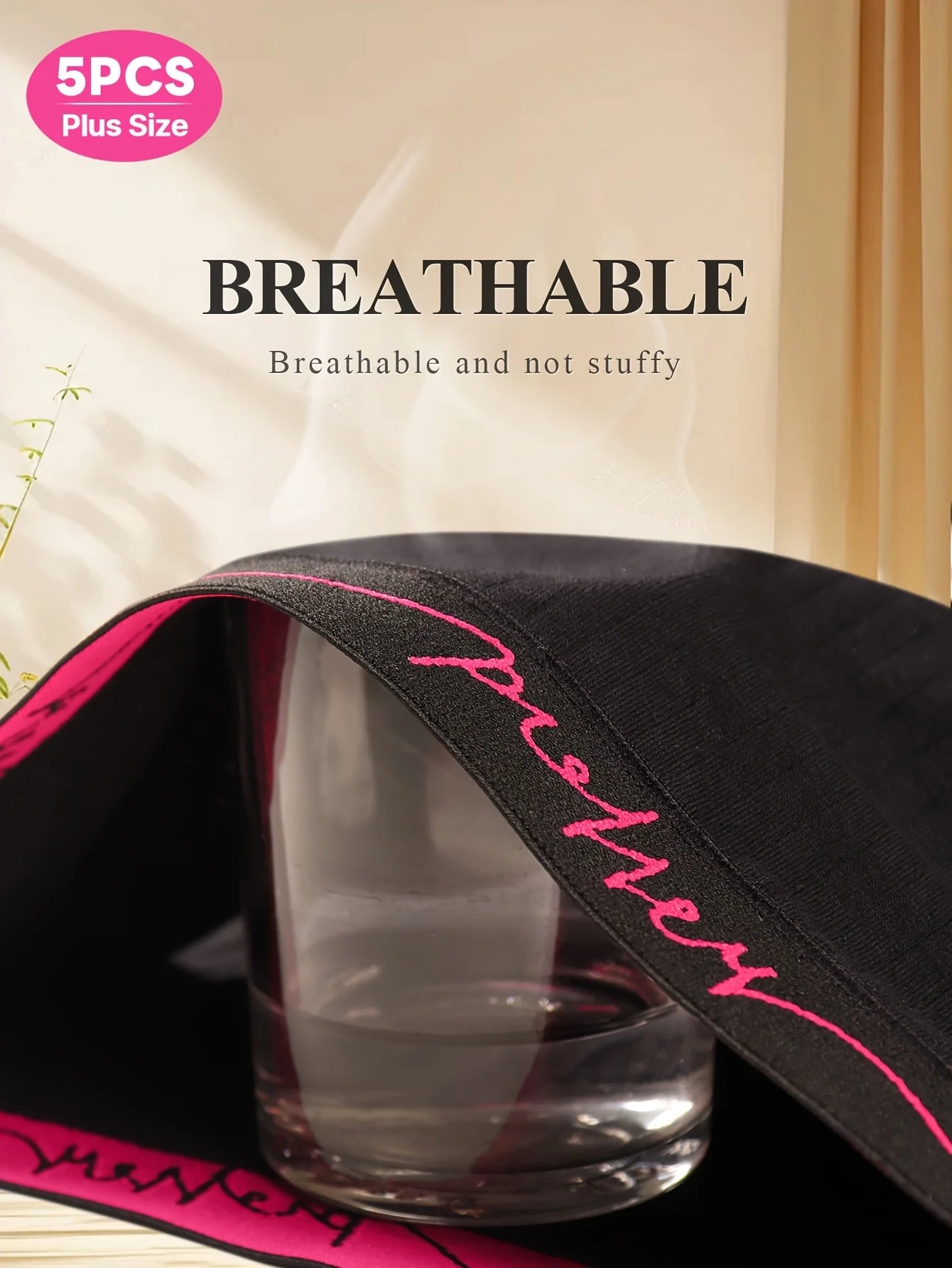 Moteriškos Kelnaitės 5 Vnt. Komplektas - Vidutinio Liemens su Raidėmis ir Vertikaliomis Juostelėmis