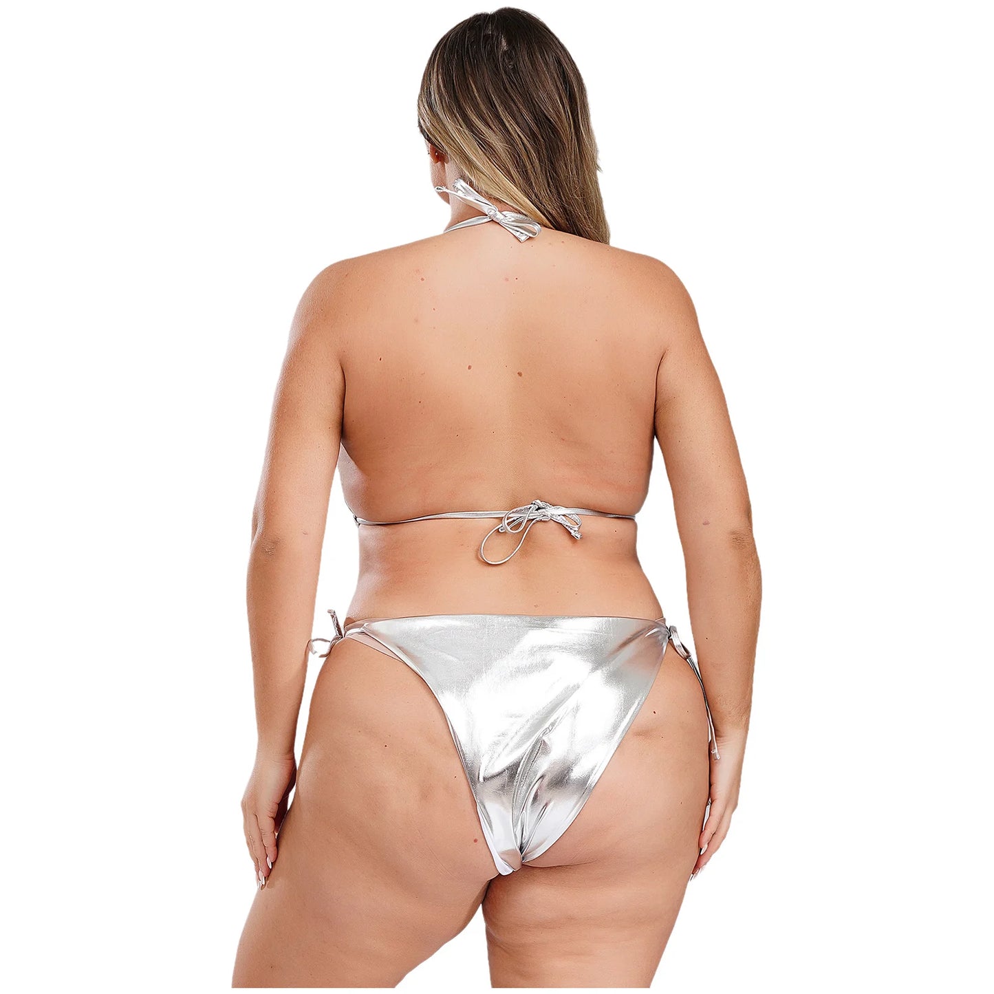 Moteriškas Blizgantis Bikini Dideliems Dydžiams - Metalinė Maudymosi Apranga S-4XL