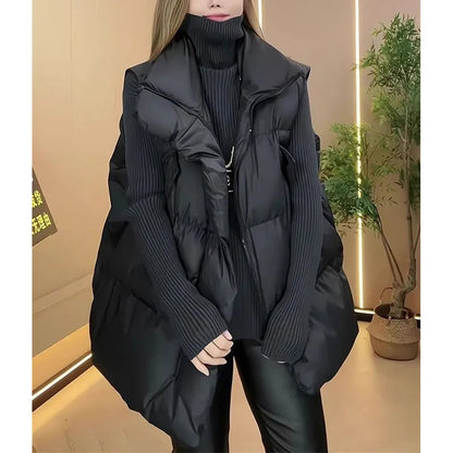 Moteriška Pūkinė Liemenė - Korėjiško Stiliaus Striukė be Rankovių Žiemai