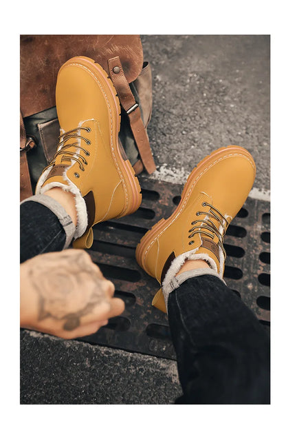 Vyriški Žieminiai Batai su Kailiuku - Šilti Aukšti Batai Storais Padais