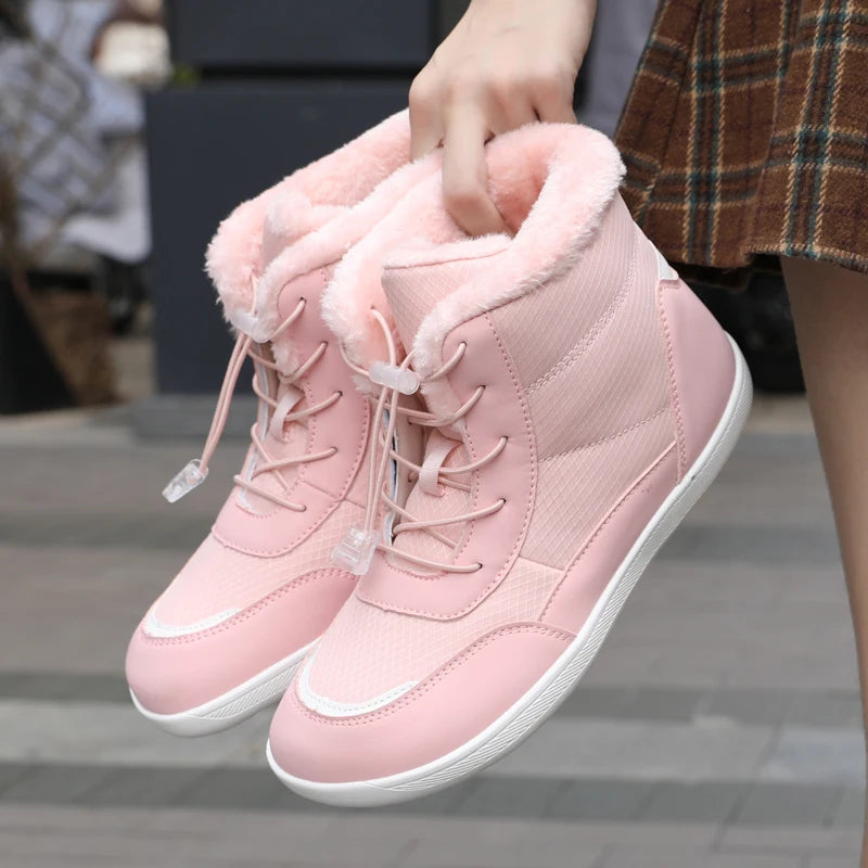 Žieminiai Barefoot Batai Moterims - Šilti Sniego Batai su Pliušu - Vandeniui Atsparūs