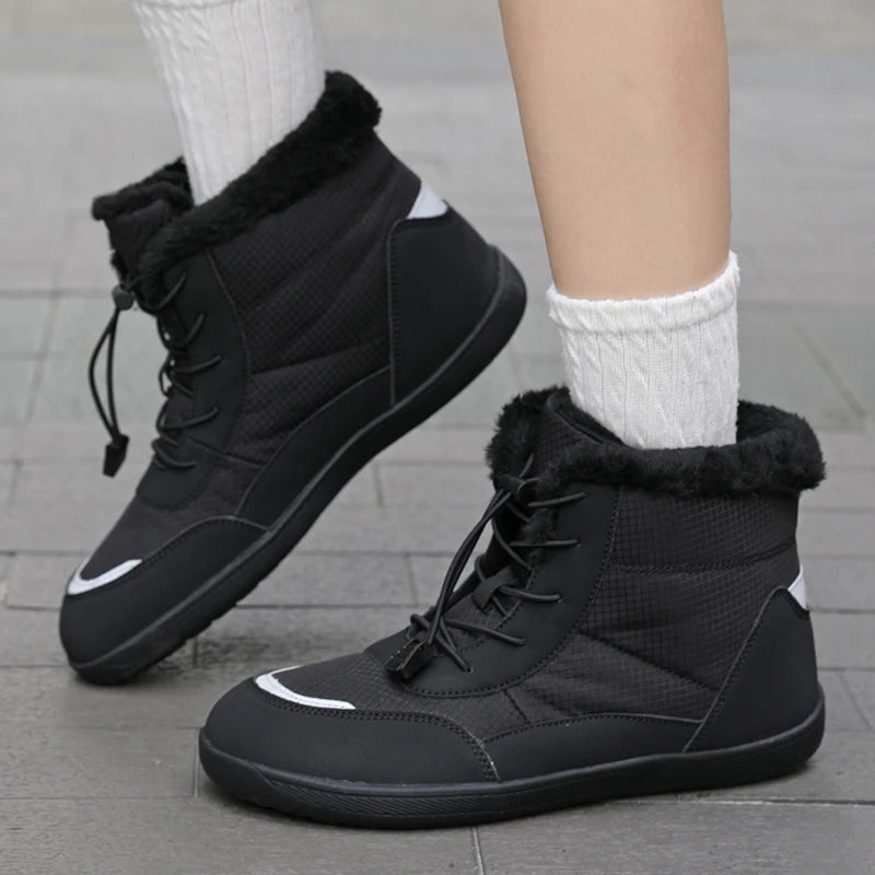 Žieminiai Barefoot Batai Moterims - Šilti Sniego Batai su Pliušu - Vandeniui Atsparūs