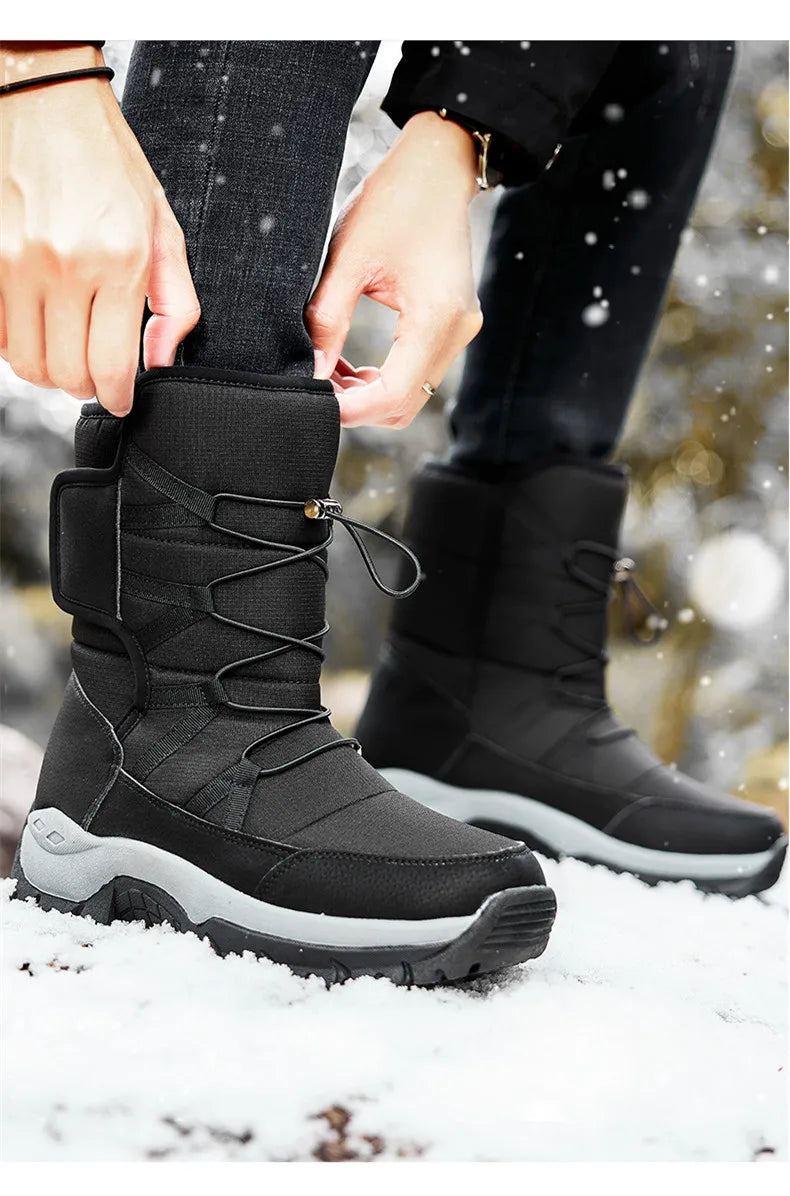 Vyriški Aukšti Žieminiai Batai su Kailiuku - Neslystantys Sniego Batai Darbui