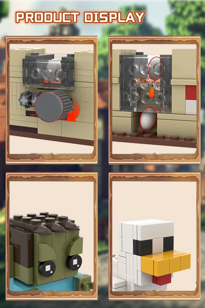 MOC Minecraft Vištos Jojikas - Interaktyvus Žaidimas - Lavos Višta Konstruktorius