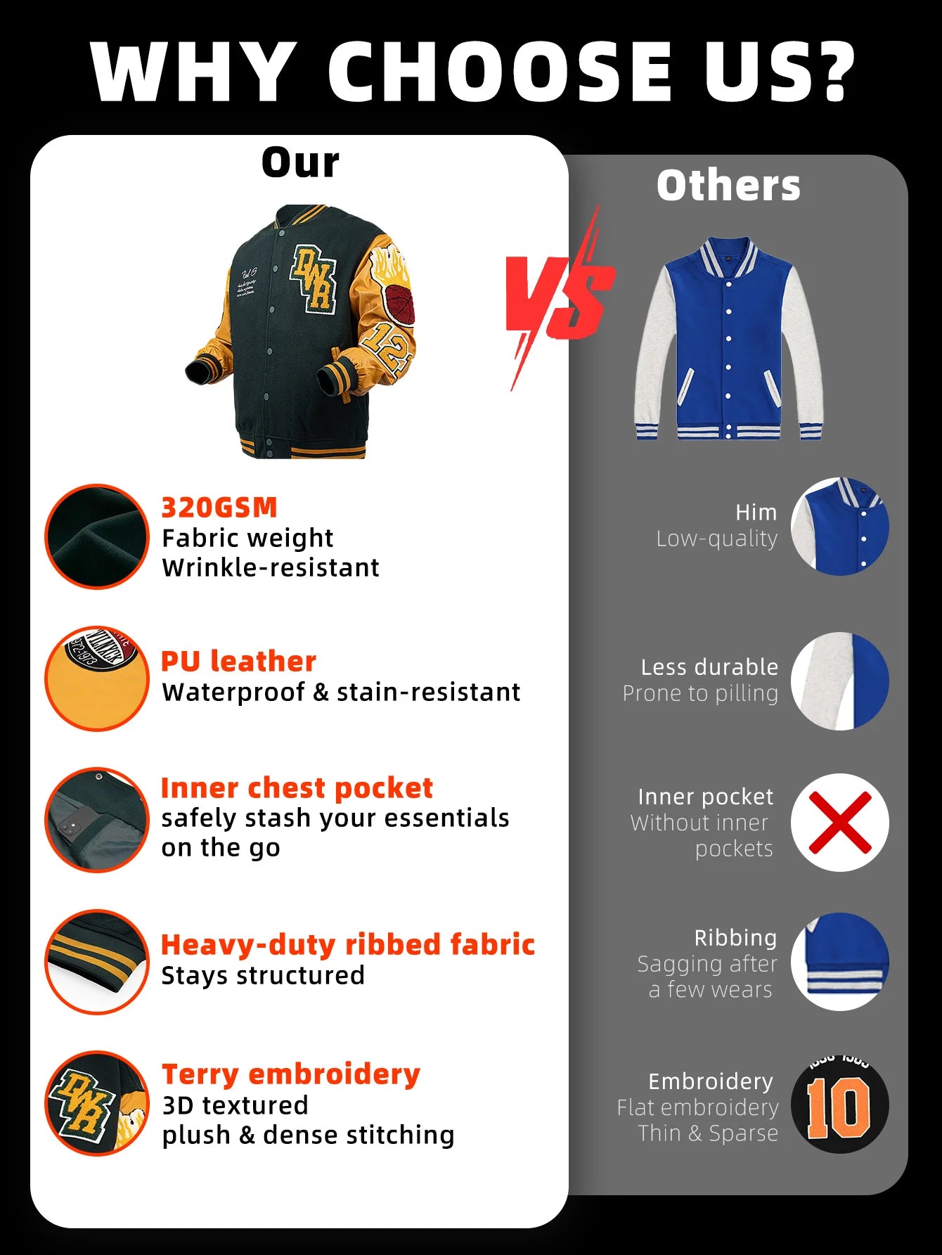 Vyriška Bomber Striukė - Siuvinėta Varsity Motociklininkų Striukė